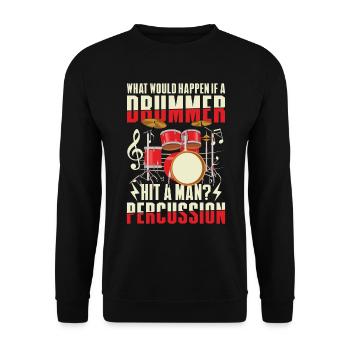 Schlagzeuger Schlagzeug Drumsticks - Unisex Pullover - Schwarz - Vorne - Alina (178cm) & Michal (187cm)