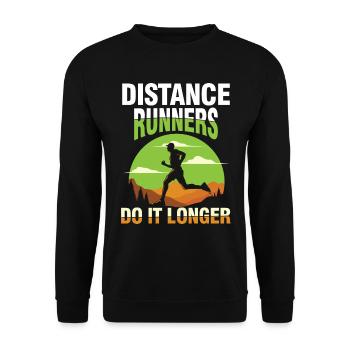 Distance Runners Do It Longer für einen Jogger - Unisex Pullover - Schwarz - Vorne - Alina (178cm) & Michal (187cm)