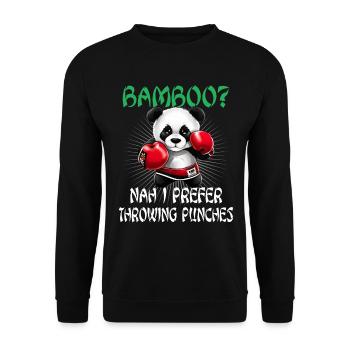 Panda Boxer Boxender Pandabär - Unisex Pullover - Schwarz - Vorne - Alina (178cm) & Michal (187cm)