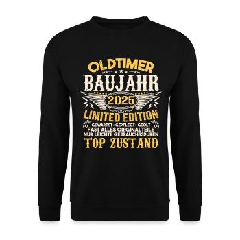 Original 2025 Jahrgang Retro Geburtstag Vintage - Unisex Pullover - Schwarz - Vorne - Alina (178cm) & Michal (187cm)