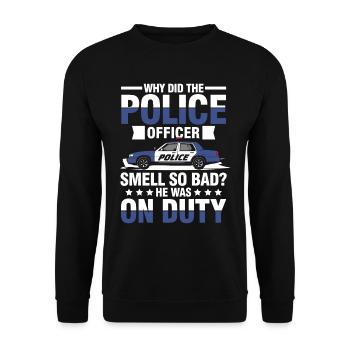 Lustiger Polizei Spruch für einen Polizist - Unisex Pullover - Schwarz - Vorne - Alina (178cm) & Michal (187cm)