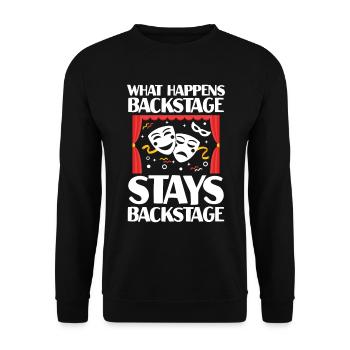 What Happens Backstage Stays Backstage - Unisex Pullover - Schwarz - Vorne - Alina (178cm) & Michal (187cm)
