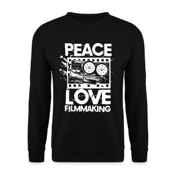 Peace Love Filmmaking für einen Filmemacher - Unisex Pullover - Schwarz - Vorne - Alina (178cm) & Michal (187cm)