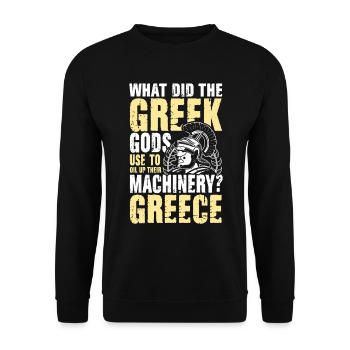 Greek Gods Oil Up Their Machinery Greece - Unisex Pullover - Schwarz - Vorne - Alina (178cm) & Michal (187cm)