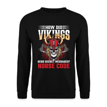 How Did Vikings Send Secret Messages Norce Code - Unisex Pullover - Schwarz - Vorne - Alina (178cm) & Michal (187cm)
