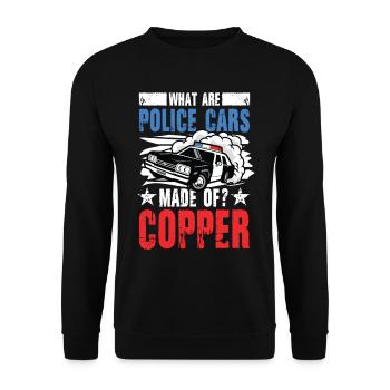 What Are Police Cars Made Of? COPPER - Unisex Pullover - Schwarz - Vorne - Alina (178cm) & Michal (187cm)