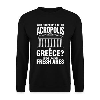 People Got To Acropolis In Greece Get Fresh Ares - Unisex Pullover - Schwarz - Vorne - Alina (178cm) & Michal (187cm)