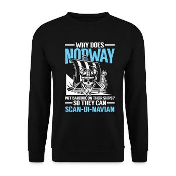 Norway Barcode On Their Ships Scan-Di-Navian - Unisex Pullover - Schwarz - Vorne - Alina (178cm) & Michal (187cm)