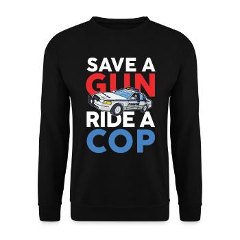 Lustiger Polizei Spruch für einen Polizist - Unisex Pullover - Schwarz - Vorne - Alina (178cm) & Michal (187cm)