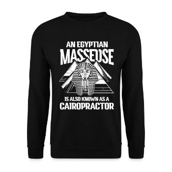 An Egyptian Masseuse Known as a Cairopractor - Unisex Pullover - Schwarz - Vorne - Alina (178cm) & Michal (187cm)
