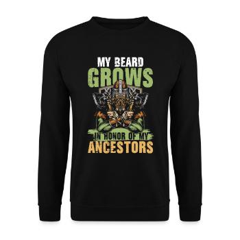 My Beard Grows In Honor Of My Ancestors - Unisex Pullover - Schwarz - Vorne - Alina (178cm) & Michal (187cm)