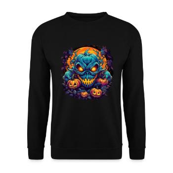 Bad Pumpkin Böser Kürbis Halloween - Unisex Pullover - Schwarz - Vorne - Alina (178cm) & Michal (187cm)