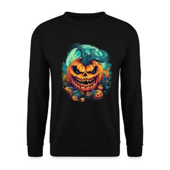Bad Pumpkin Böser Kürbis Halloween - Unisex Pullover - Schwarz - Vorne - Alina (178cm) & Michal (187cm)