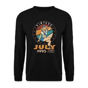 Juillet 1993 Juillet Cadeau d’anniversaire Juillet 1993 - Sweat-shirt Unisexe - noir - Devant - Alina (178cm) & Michal (187cm)