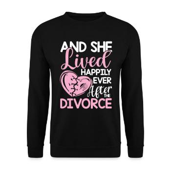 And She Lived Happily Ever After The Divorce - Unisex Pullover - Schwarz - Vorne - Alina (178cm) & Michal (187cm)