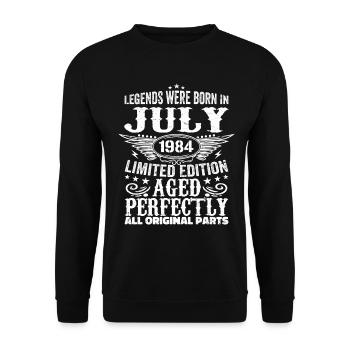 Juillet 1984 | Anniversaire 1984 Millésime Juillet 1984 - Sweat-shirt Unisexe - noir - Devant - Alina (178cm) & Michal (187cm)