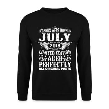 Juli 2018 | Geburtstag 2018 Jahrgang Juli 2018 - Unisex Pullover - Schwarz - Vorne - Alina (178cm) & Michal (187cm)