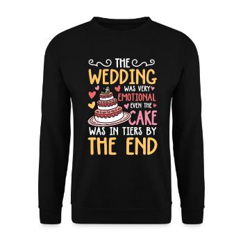 The Wedding Was Very Emotional Cake Was In Tiers - Unisex Pullover - Schwarz - Vorne - Alina (178cm) & Michal (187cm)