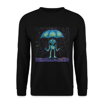 Alien Außerirdische Regen Regenschirm - Unisex Pullover - Schwarz - Vorne - Alina (178cm) & Michal (187cm)