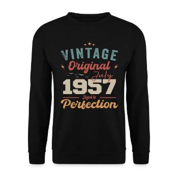 Juillet 1957 Anniversaire Juillet 1957 Original 1957 Juillet - Sweat-shirt Unisexe - noir - Devant - Alina (178cm) & Michal (187cm)