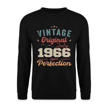 Juli 1966 Geburtstag Juli 1966 Original 1966 Juli - Unisex Pullover - Schwarz - Vorne - Alina (178cm) & Michal (187cm)