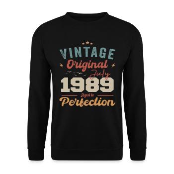 Juillet 1989 Anniversaire Juillet 1989 Original 1989 Juillet - Sweat-shirt Unisexe - noir - Devant - Alina (178cm) & Michal (187cm)