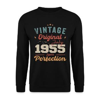 July 1955 Birthday July 1955 Original 1955 July - Unisex Sweatshirt - black - Front - Alina (178cm) & Michal (187cm)