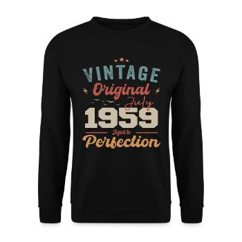 Juli 1959 Geburtstag Juli 1959 Original 1959 Juli - Unisex Pullover - Schwarz - Vorne - Alina (178cm) & Michal (187cm)