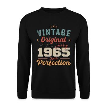 Juillet 1965 Anniversaire Juillet 1965 Original 1965 Juillet - Sweat-shirt Unisexe - noir - Devant - Alina (178cm) & Michal (187cm)