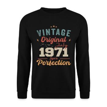 Juillet 1971 Anniversaire Juillet 1971 Original 1971 Juillet - Sweat-shirt Unisexe - noir - Devant - Alina (178cm) & Michal (187cm)