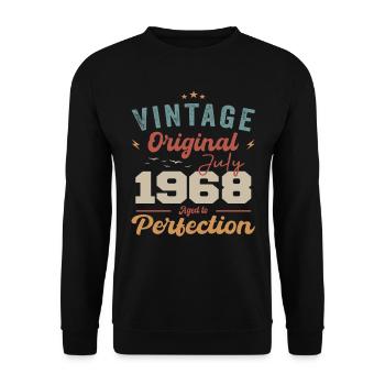 Juillet 1968 Anniversaire Juillet 1968 Original 1968 Juillet - Sweat-shirt Unisexe - noir - Devant - Alina (178cm) & Michal (187cm)