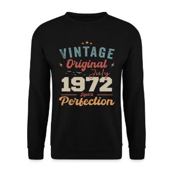 Juillet 1972 Anniversaire Juillet 1972 Original 1972 Juillet - Sweat-shirt Unisexe - noir - Devant - Alina (178cm) & Michal (187cm)