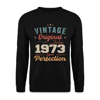 Juli 1973 Geburtstag Juli 1973 Original 1973 Juli - Unisex Pullover - Schwarz - Vorne - Alina (178cm) & Michal (187cm)