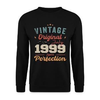 Juillet 1999 Anniversaire Juillet 1999 Original 1999 Juillet - Sweat-shirt Unisexe - noir - Devant - Alina (178cm) & Michal (187cm)