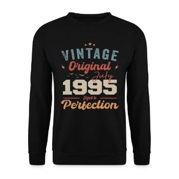 Juillet 1995 Anniversaire Juillet 1995 Original 1995 Juillet - Sweat-shirt Unisexe - noir - Devant - Alina (178cm) & Michal (187cm)
