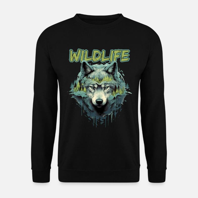 Wolf Natur Naturverbunden - Unisex Pullover - Schwarz
