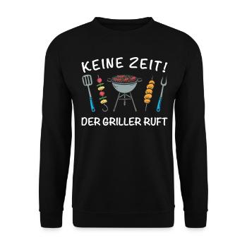Keine Zeit der Griller ruft BBQ Hobbygriller - Unisex Pullover - Schwarz - Vorne - Alina (178cm) & Michal (187cm)