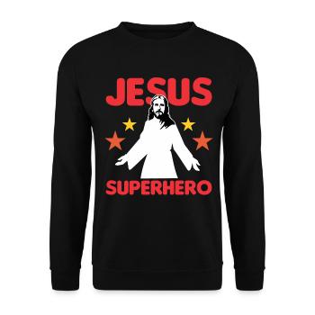 Jesus Superhero - Unisex Sweatshirt - black - Front - Alina (178cm) & Michal (187cm)