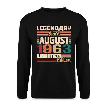1963 Août Légende de l’anniversaire Août 1963 - Sweat-shirt Unisexe - noir - Devant - Alina (178cm) & Michal (187cm)