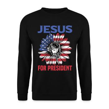Jesus For President - Unisex Sweatshirt - black - Front - Alina (178cm) & Michal (187cm)