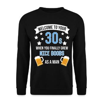 Welcome To Your 30s Boobs - Unisex Sweatshirt - black - Front - Alina (178cm) & Michal (187cm)
