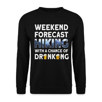 Funny Weekend Forecast Hiking Mountain climbers - Unisex Sweatshirt - black - Front - Alina (178cm) & Michal (187cm)