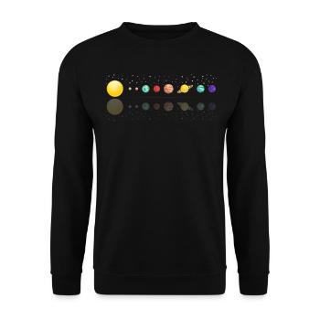 Planète Design avec système solaire dans - Sweat-shirt Unisexe - noir - Devant - Alina (178cm) & Michal (187cm)