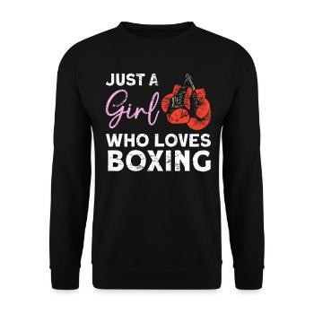 Nur ein Mädchen, das Boxen liebt Boxen - Unisex Pullover - Schwarz - Vorne - Alina (178cm) & Michal (187cm)