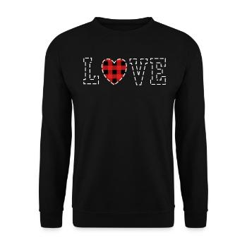Valentines Day Love Buffalo Plaid Heart - Unisex Sweatshirt - black - Front - Alina (178cm) & Michal (187cm)