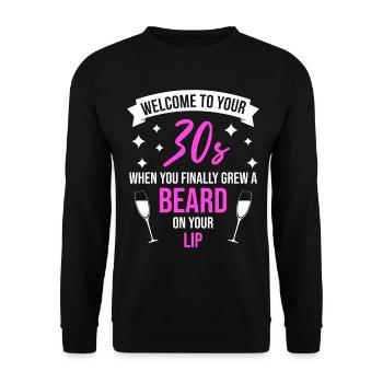 Welcome To Your 30s Beard - Unisex Sweatshirt - black - Front - Alina (178cm) & Michal (187cm)