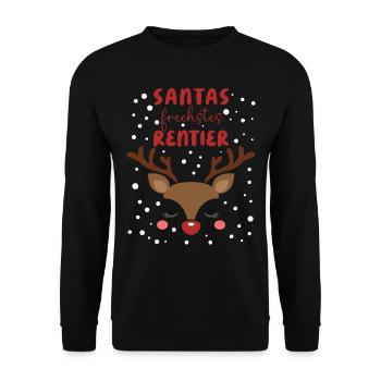 Rentier Santas frechstes Rentier - Unisex Pullover - Schwarz - Vorne - Alina (178cm) & Michal (187cm)