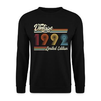 Limitierte Auflage 1992 Geburtstagsshirt 30. - Unisex Pullover - Schwarz - Vorne - Alina (178cm) & Michal (187cm)