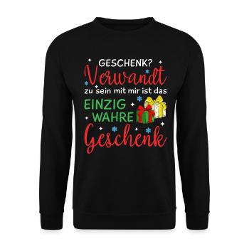 Weihnachtsoutfit Familie - Unisex Pullover - Schwarz - Vorne - Alina (178cm) & Michal (187cm)