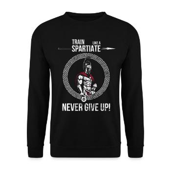 Spartan Fitness Warrior N’abandonnez jamais - Sweat-shirt Unisexe - noir - Devant - Alina (178cm) & Michal (187cm)